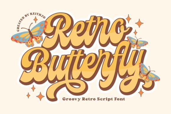 Retro Butterfly: Groovy Retro Script Font for Vibrant Designs